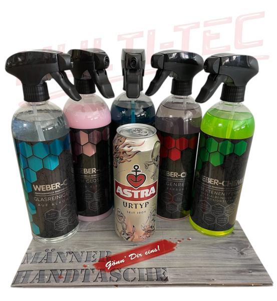 WEBER-CHEMIE Männerhandtasche 5x750ml + 1 Dose Bier